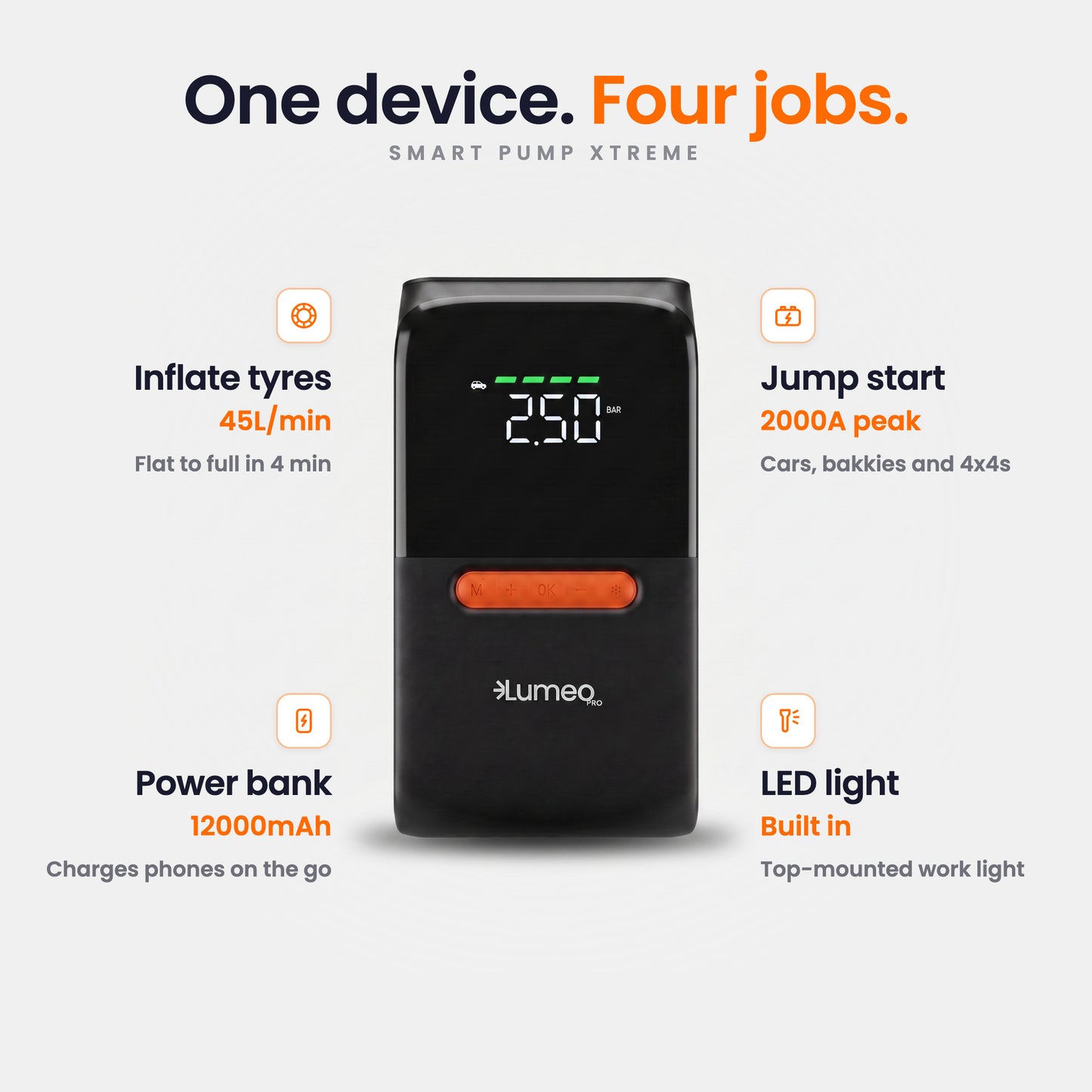 Lumeo Pro Smart Pump Xtreme - With Jump Starter