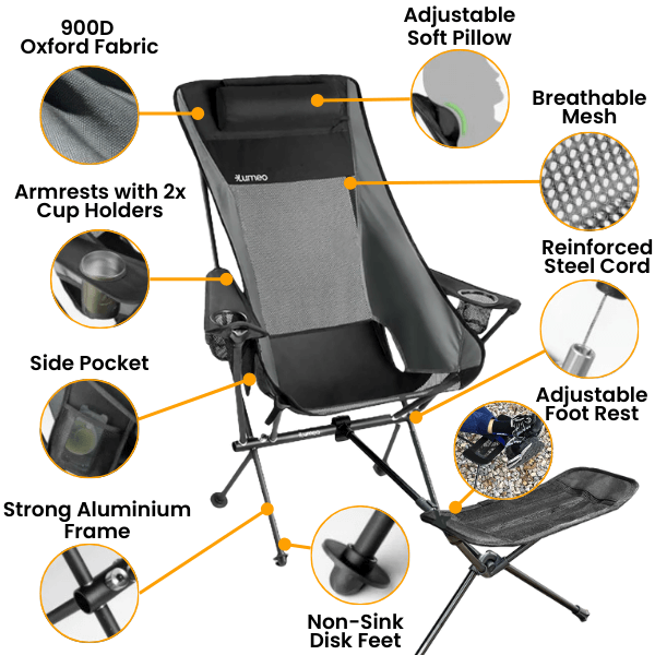 Lumeo QuickFold High-Back Chair With Foot Rest