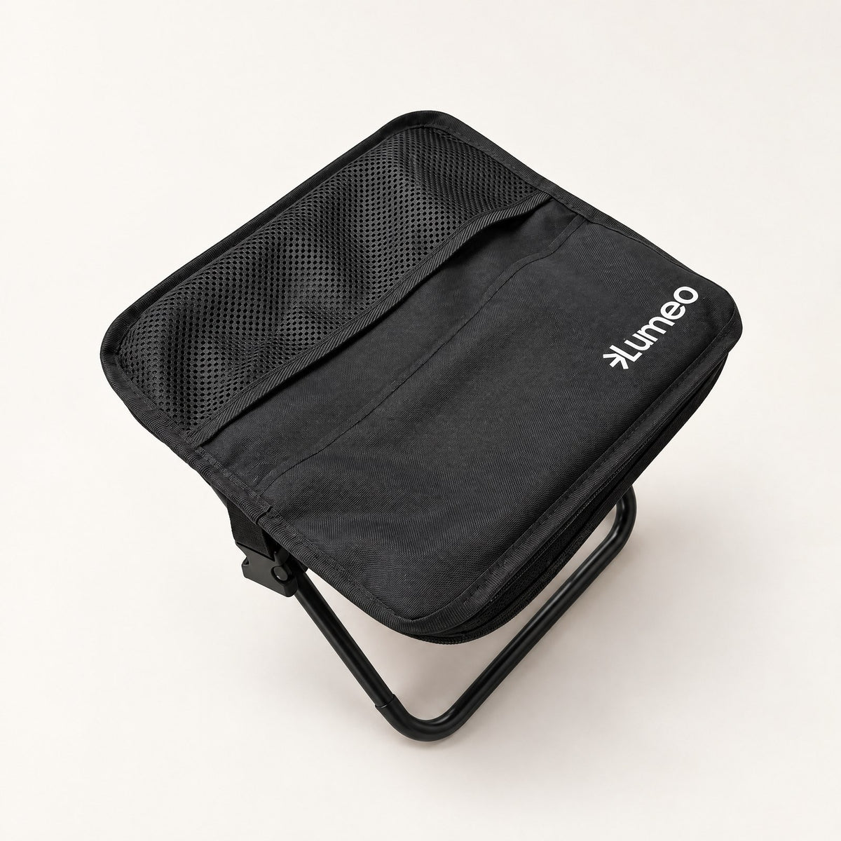 Lumeo Sling Stool seat with mesh pocket, top view