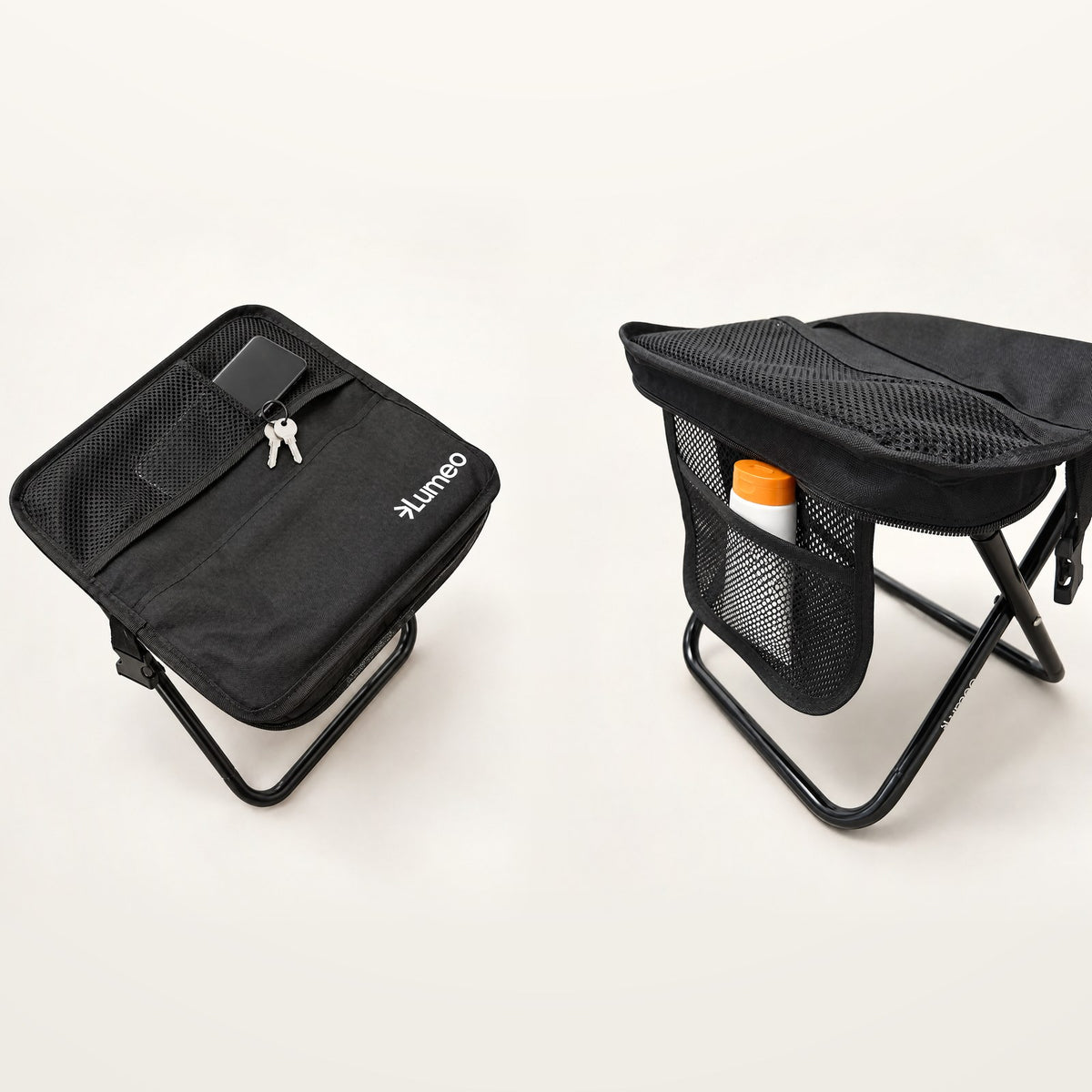 The two mesh pockets on the Lumeo Sling Stool